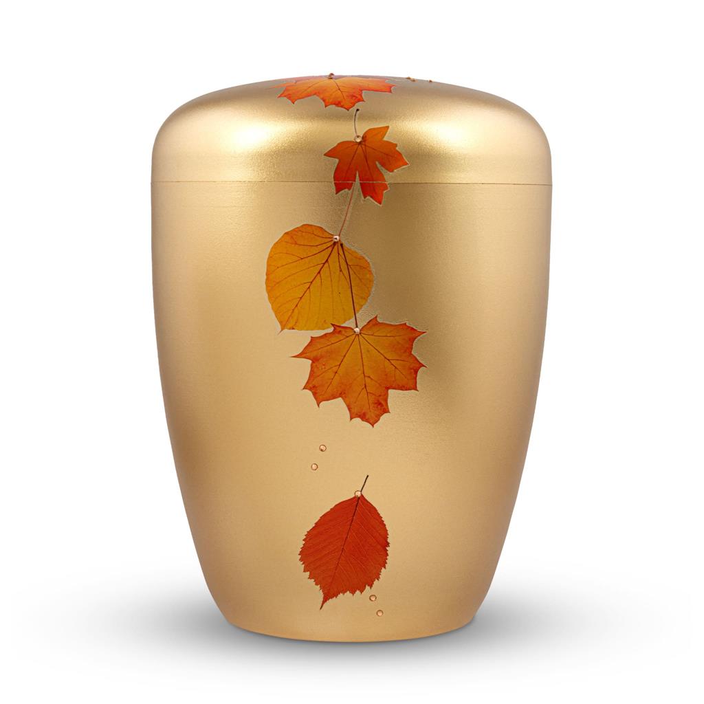 Naturstoffurne, gold, "Herbstblätter"