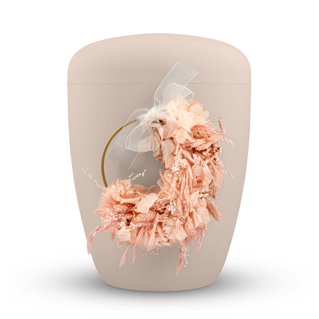 Naturstoffurne, rosé-matt, "Ring Blüten rosé"