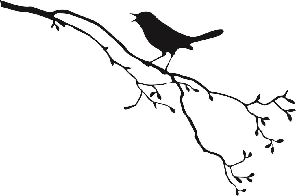 Folienbemblem 'Vogel auf Ast'