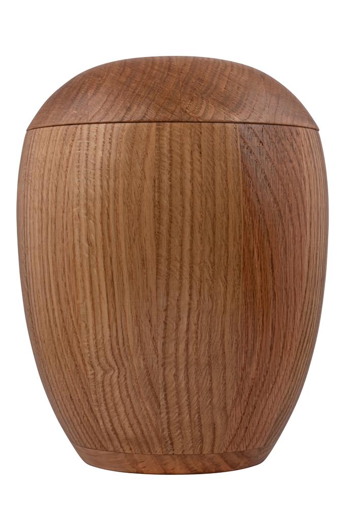 Holzurne, runde Form, Eiche, natur lackiert