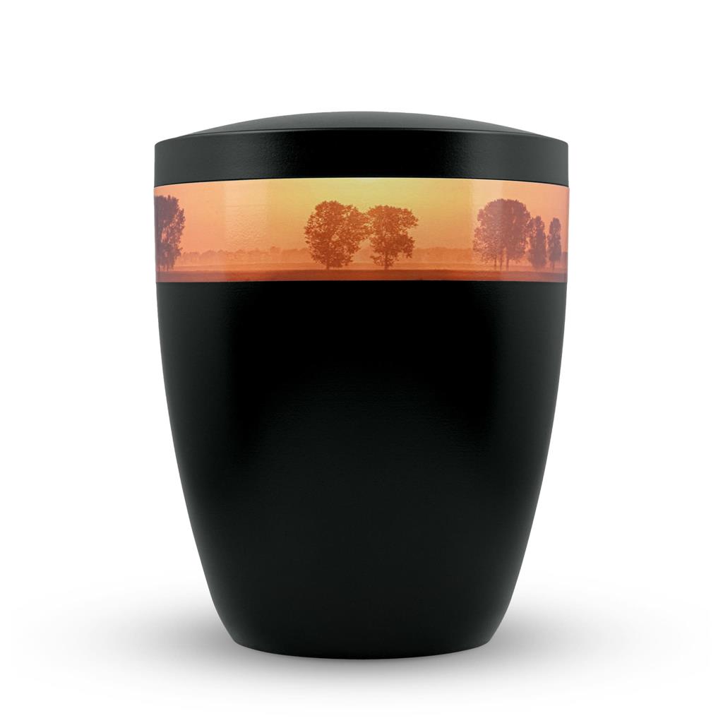Naturstoffurne, schwarz, "Sonnenuntergang"