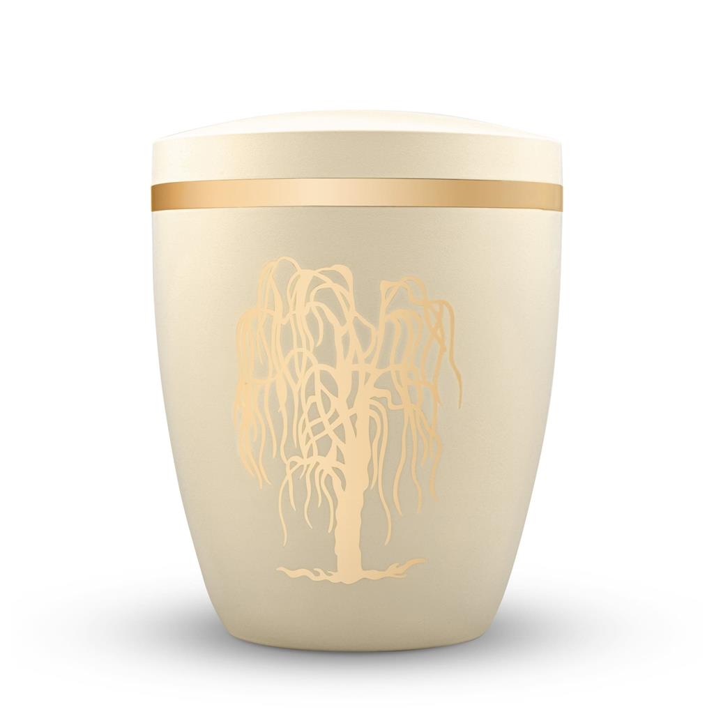 Naturstoffurne, seashell, 'Trauerweide', Goldband