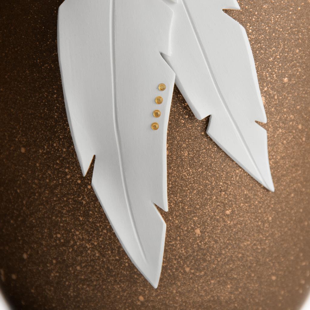 Naturstoffurne, glint-bronze, "Federn"