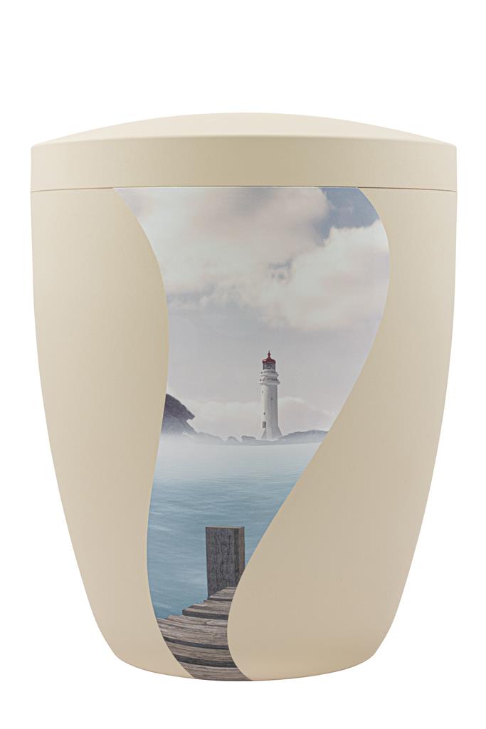 Naturstoffurne, seashell, "Leuchtturm"