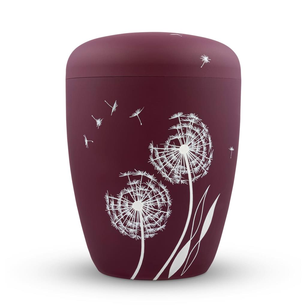 Naturstoffurne, beere-matt, 'Pusteblume weiß'