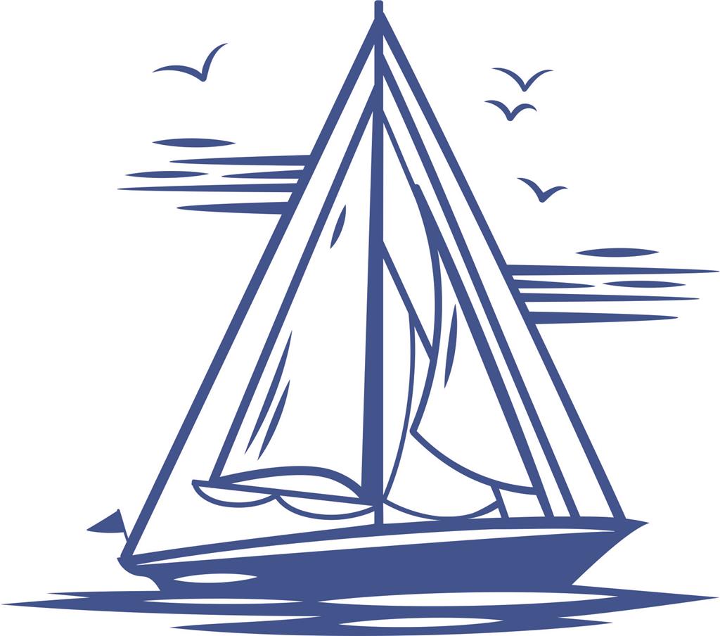 Foliebemblem 'Segelschiff', blau