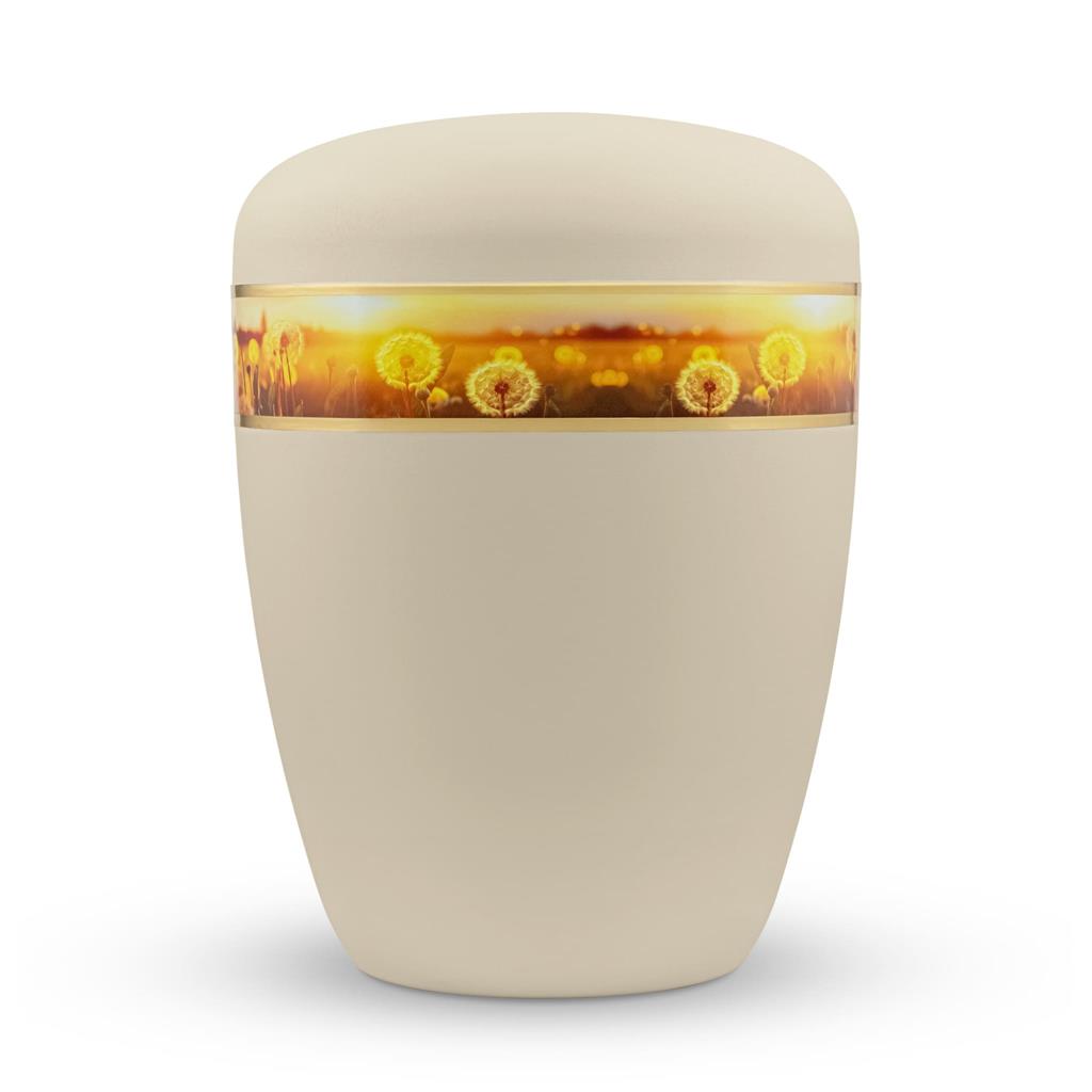 Naturstoffurne, seashell, Fotobanderole "Pusteblumen"