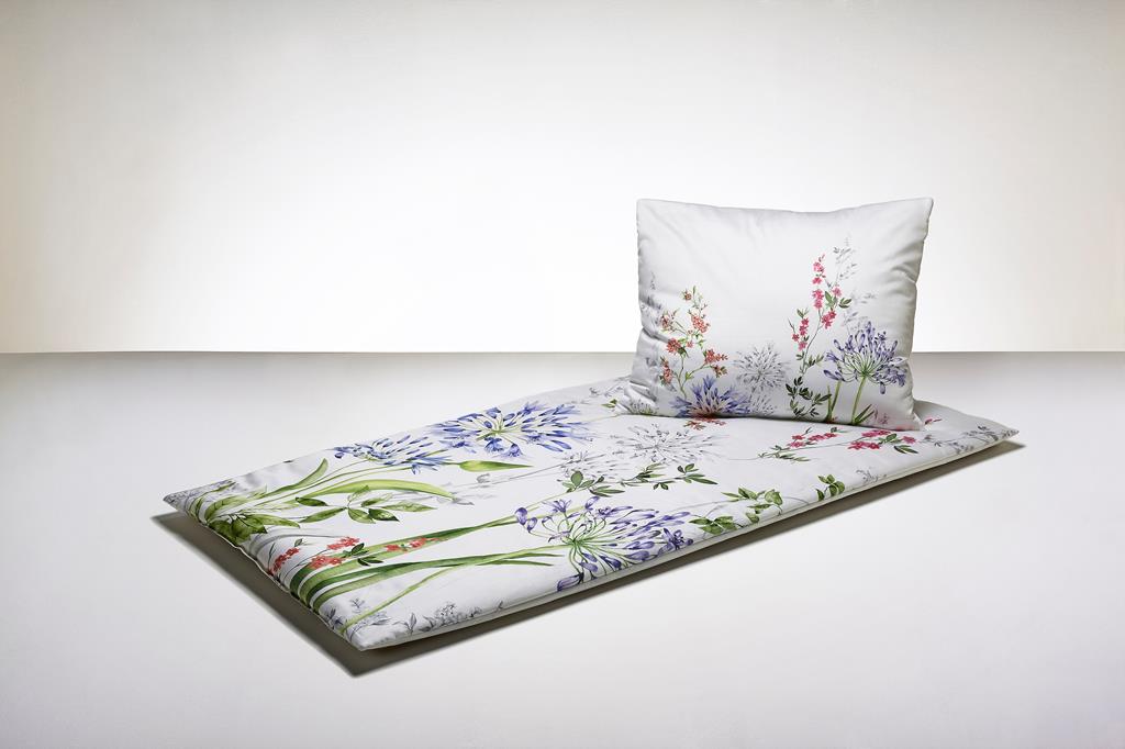 Deckengrt., BW-Satin weiß, Blüten, 250 g/m²