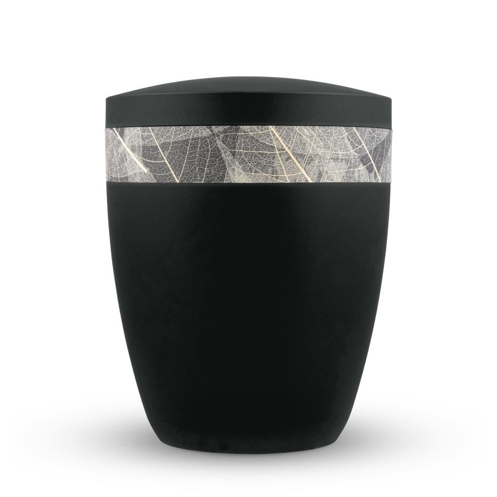 Naturstoffurne, satin-black, "Schleierblätter"