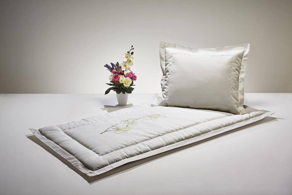 Deckengrt., Mischgewebe creme, gest. Orchidee, ST, 350 g/m²