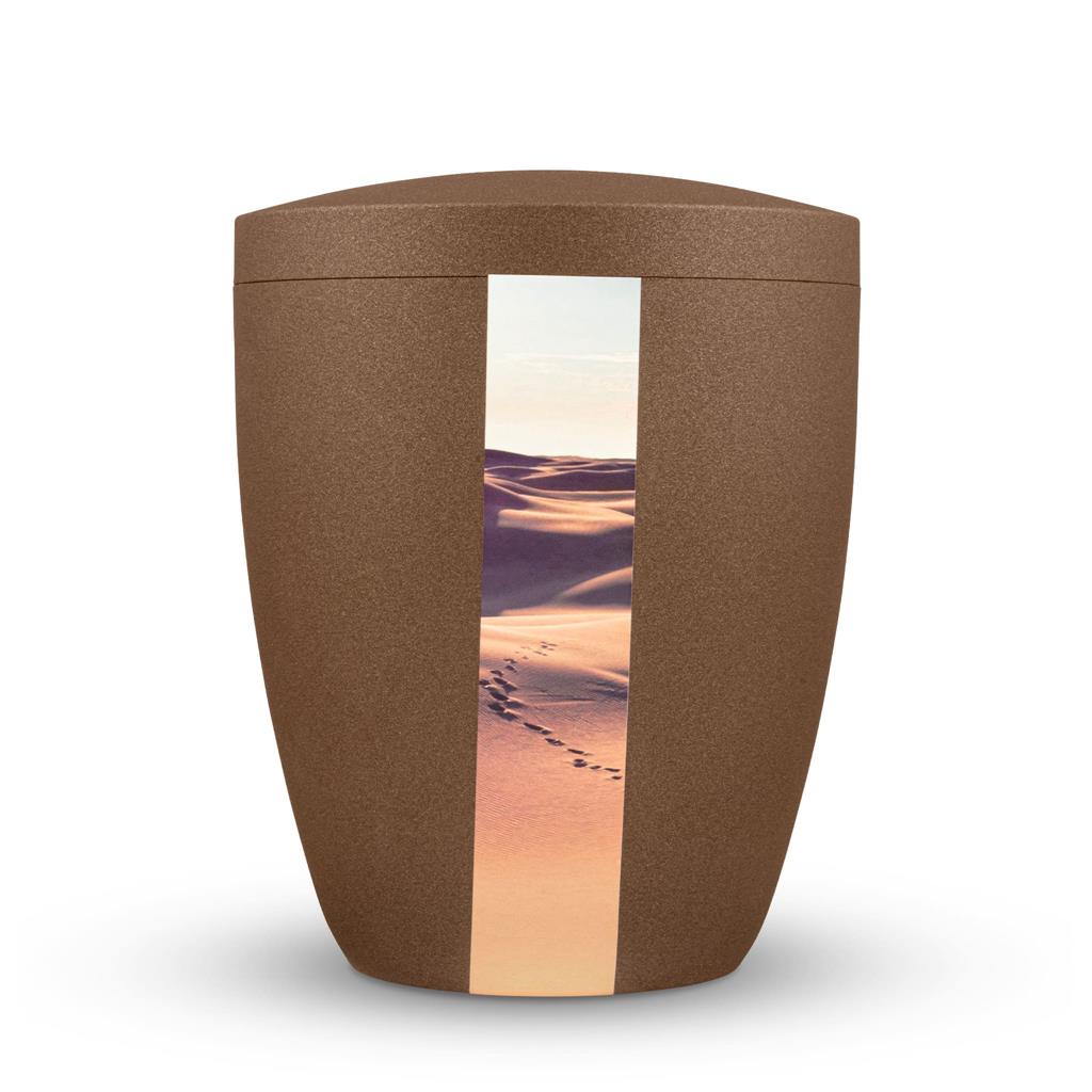 Naturstoffurne, glint-bronze, "Spuren im Sand"