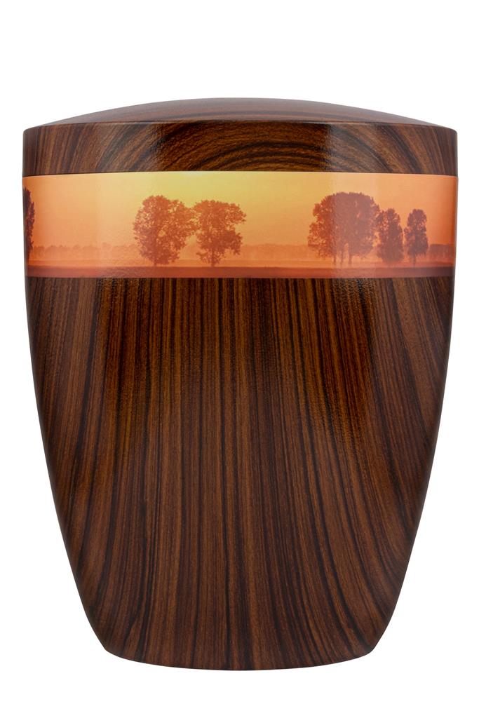 Naturstoffurne, Beschichtung "Walnuss", "Sonnenuntergang"