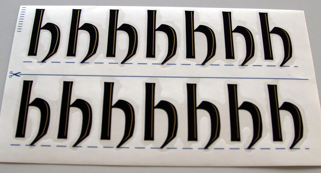 Grabkreuzbeschriftung - 36mm, Zeichen 'h', 14 Stück pro Blatt