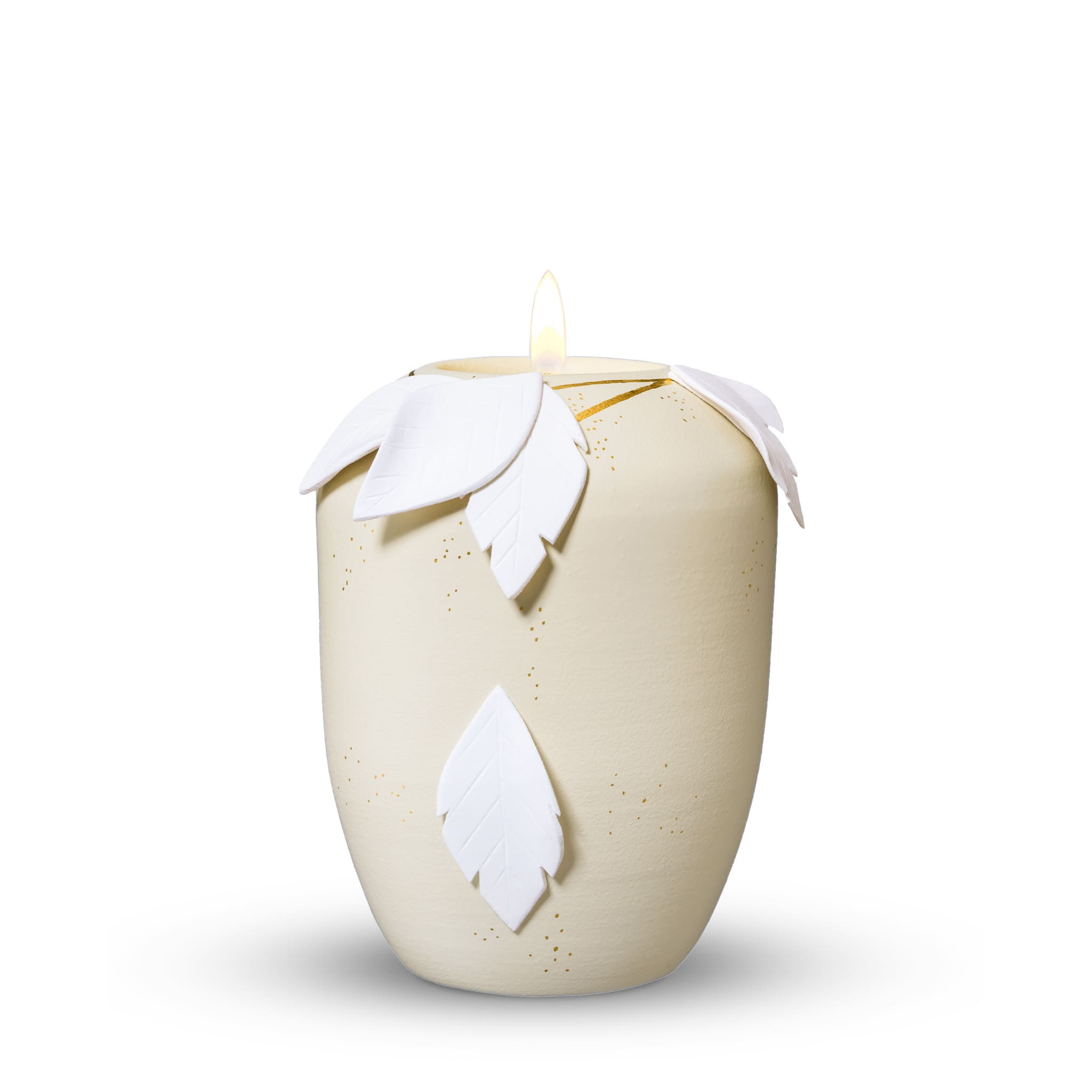 Gedenklicht, glint-seashell lackiert, Design 'fallende Blätter 3D'