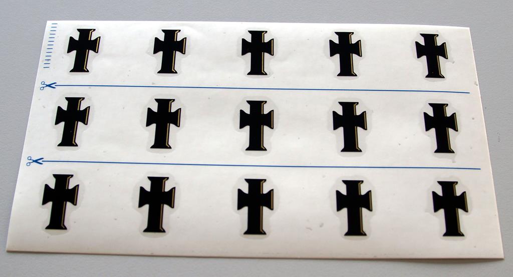 Grabkreuzbeschriftung, Zeichen 'Kreuz', 15 Stück pro Blatt