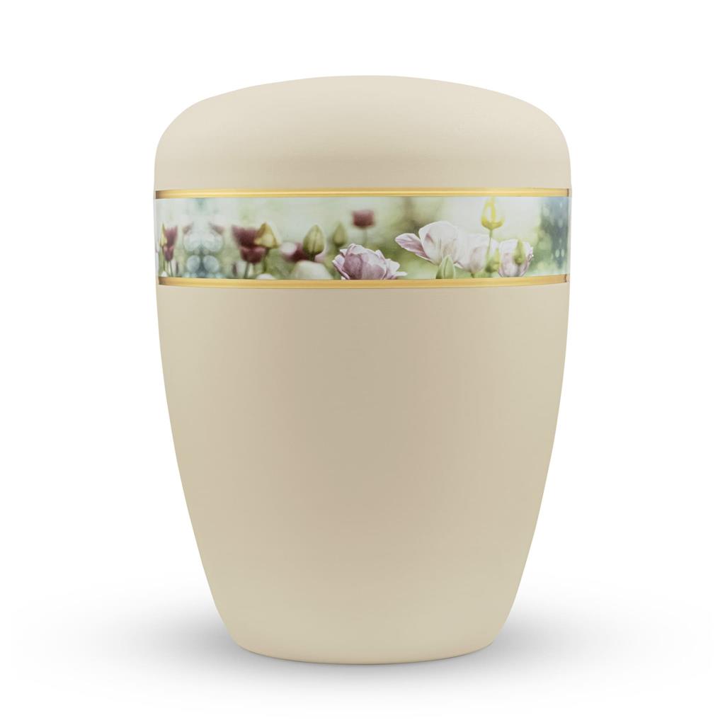 Naturstoffurne, seashell, Fotobanderole "Tulpen"