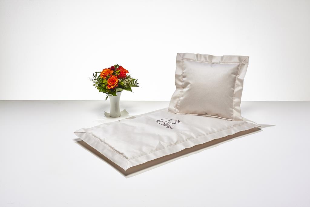 Kinderdeckengrt., rosé, Stickerei Bär, Stehsaum, 120cm