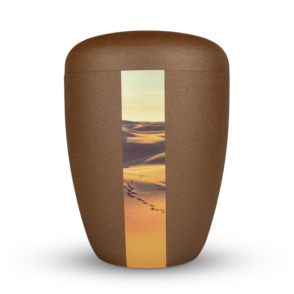 Naturstoffurne, glint-bronze, "Spuren im Sand"