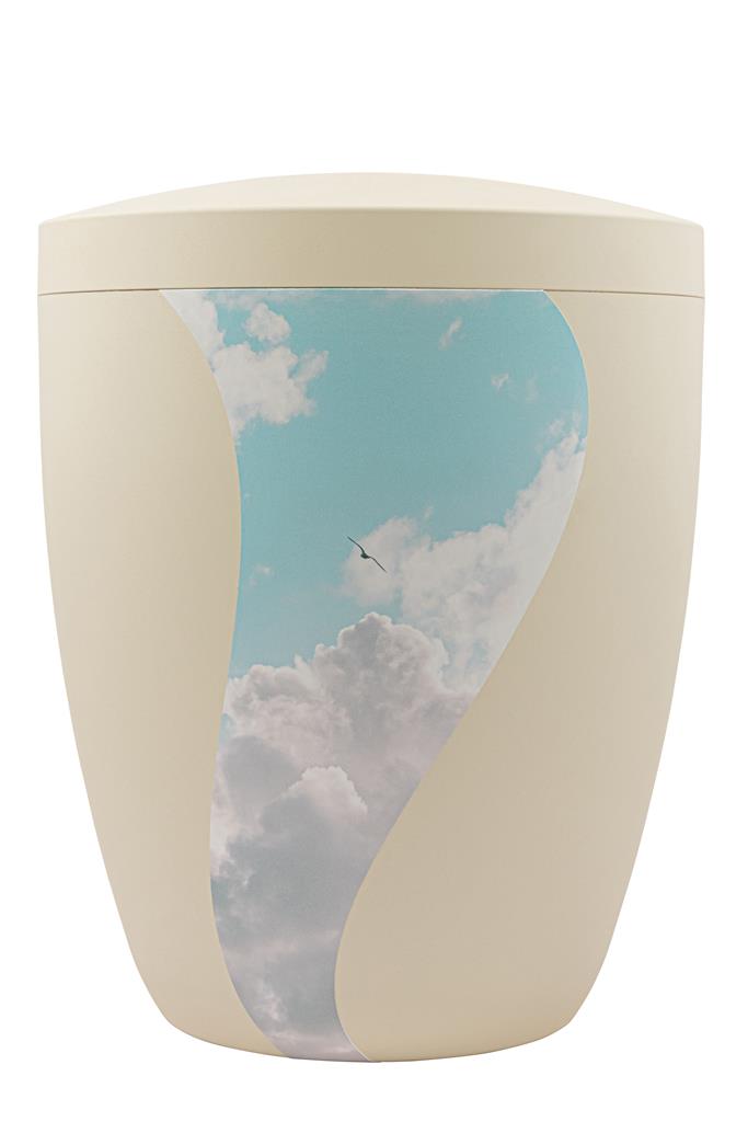 Naturstoffurne, seashell, "Himmel+Vogel"