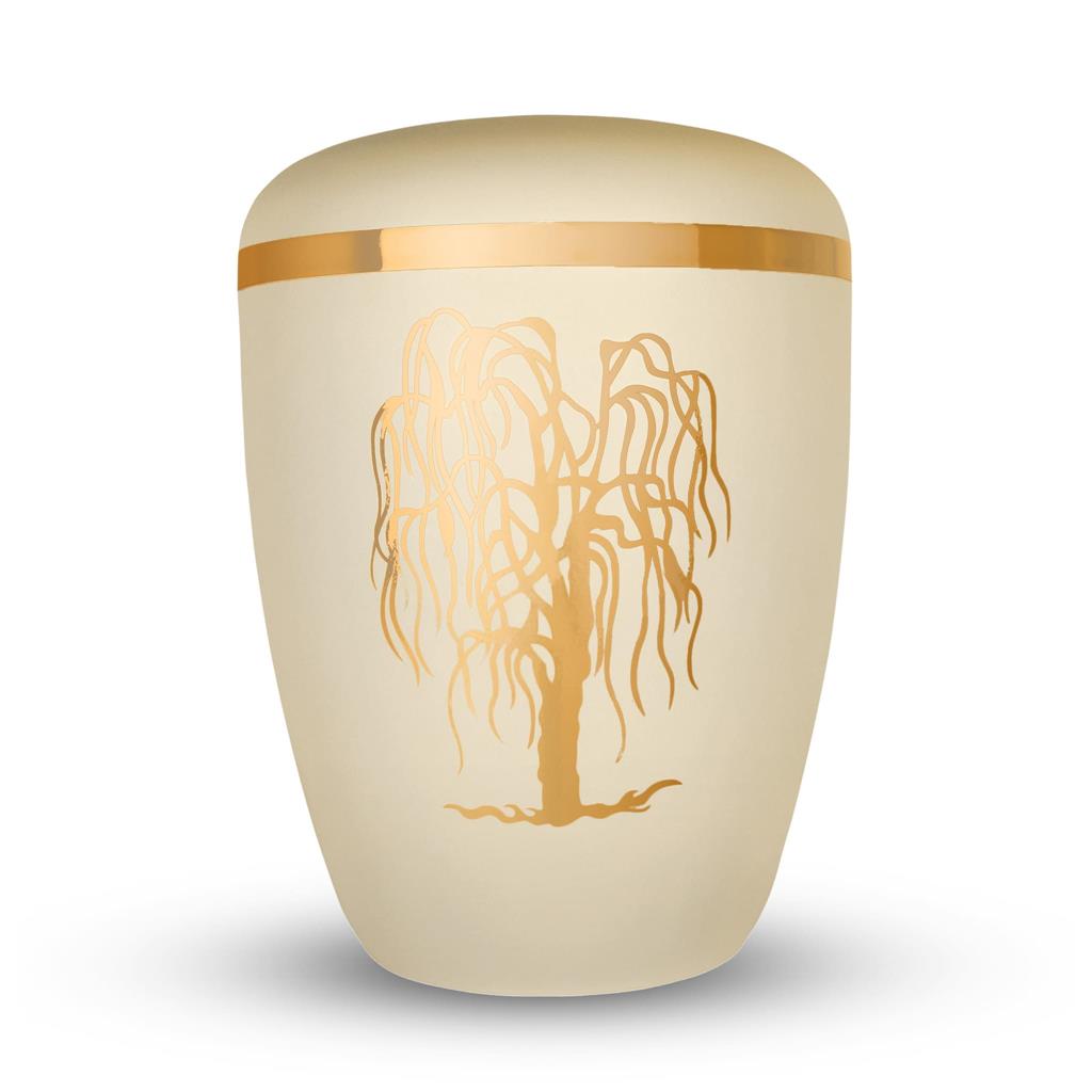 Naturstoffurne, seashell, 'Trauerweide', Goldband