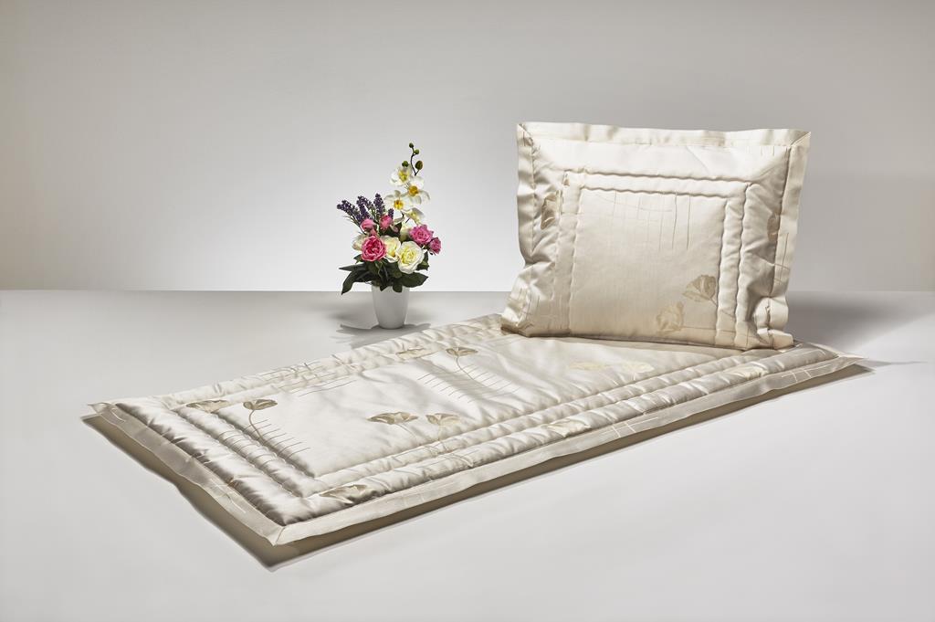 Deckengrt., Drell creme, Blumen, Stehsaum, 250 g/m²