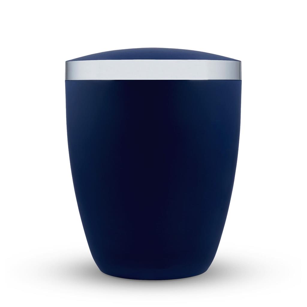 Naturstoffurne, atlantic-blue, Silberband geschliffen