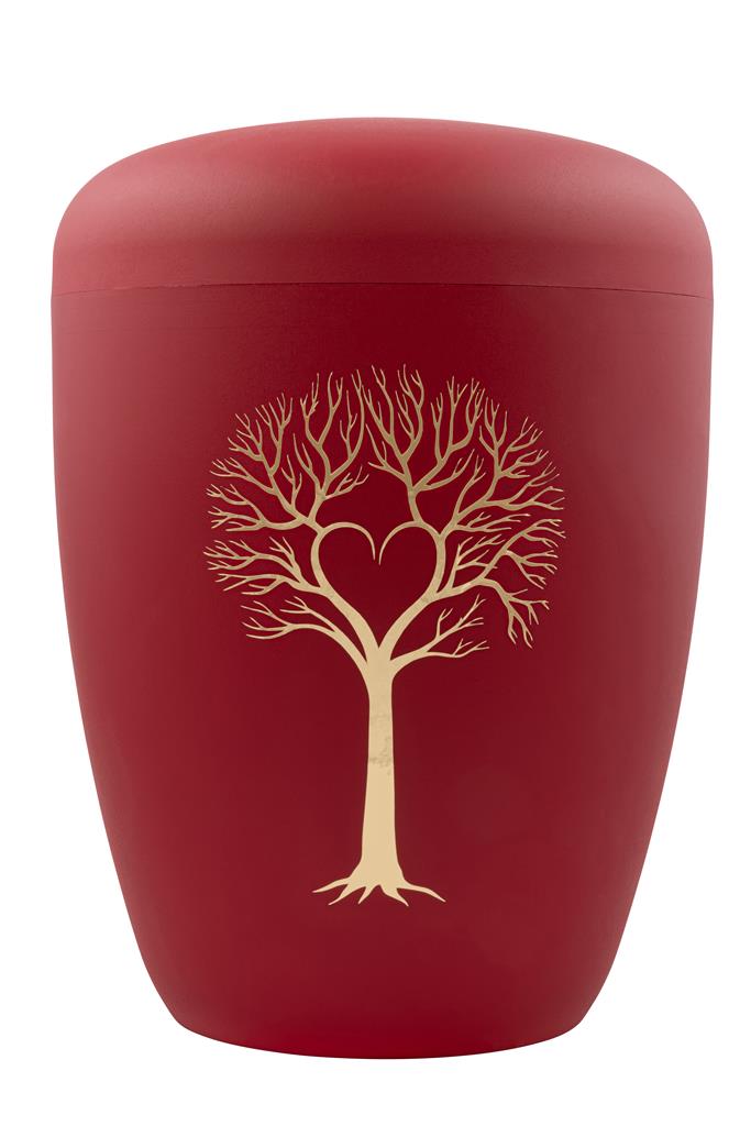 Naturstoffurne, lava-red, "Herzbaum"