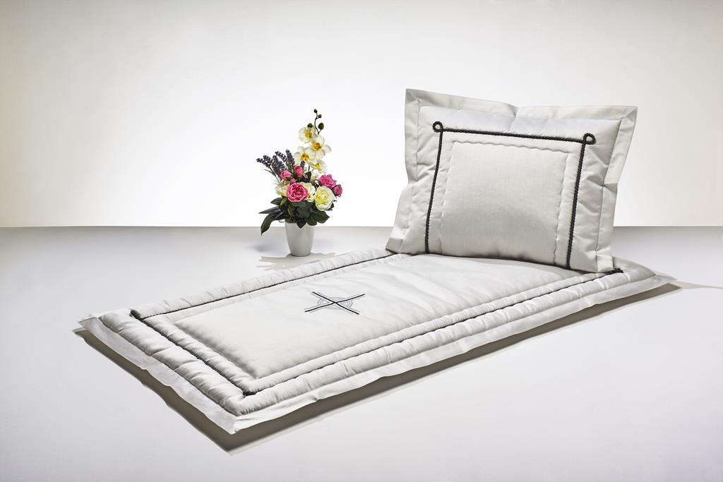 Deckengrt., Drell grau, gest. rundes Kreuz, Kordel innen, ST, 250 g/m²