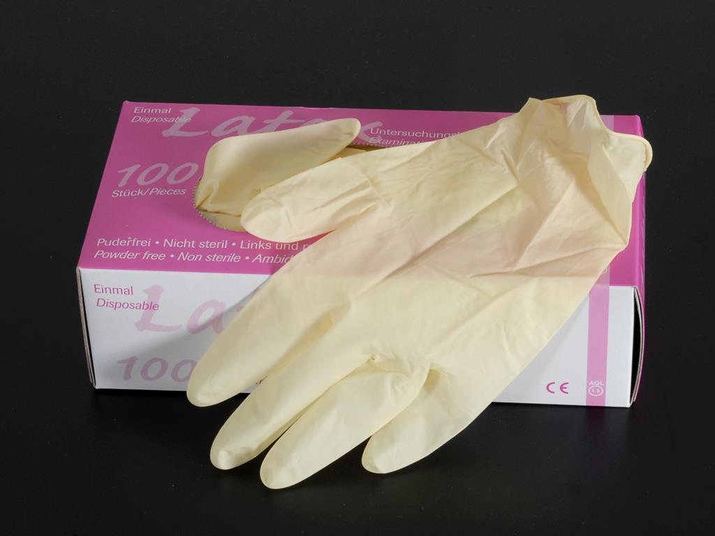 Latex-Handschuhe elfenbein, ungepudert, Größe: M, VE = 100 Stück