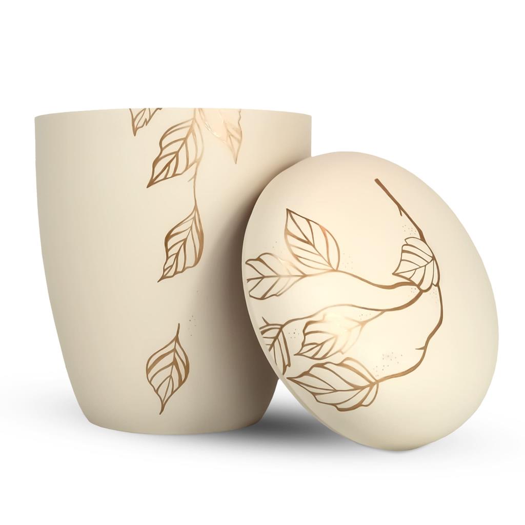 Naturstoffurne, seashell, "fallende Blätter"
