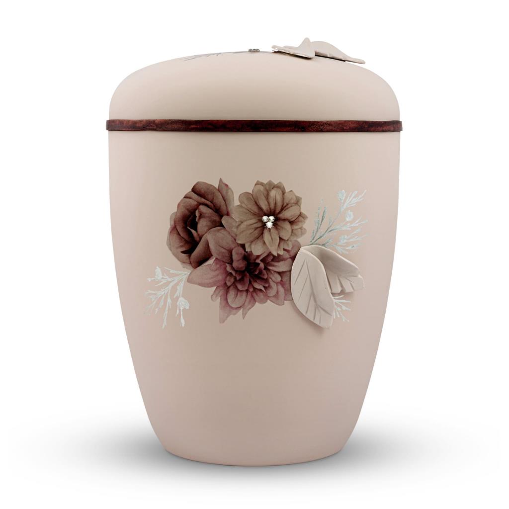 Naturstoffurne, rosé-matt, "Blüte + Blätter"