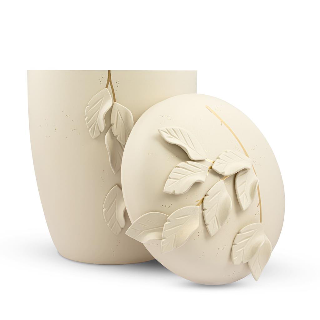 Naturstoffurne, seashell, "fallende Blätter 3D"