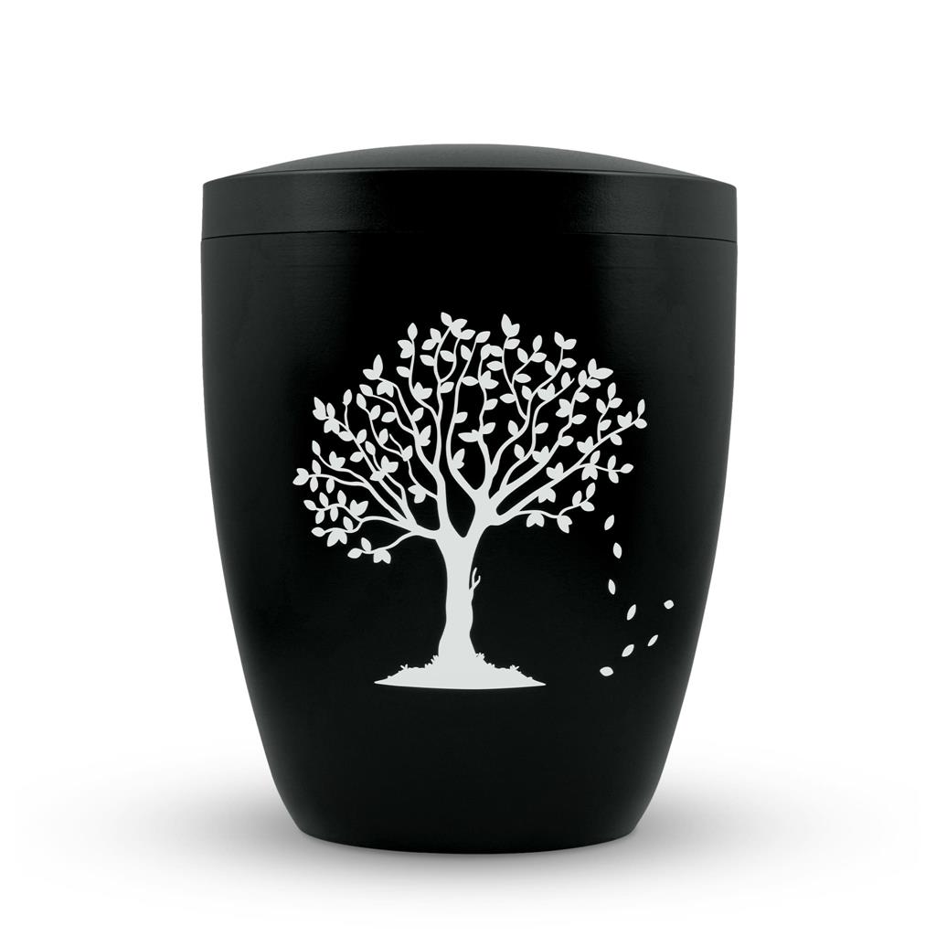 Naturstoffurne, schwarz, "Baum"