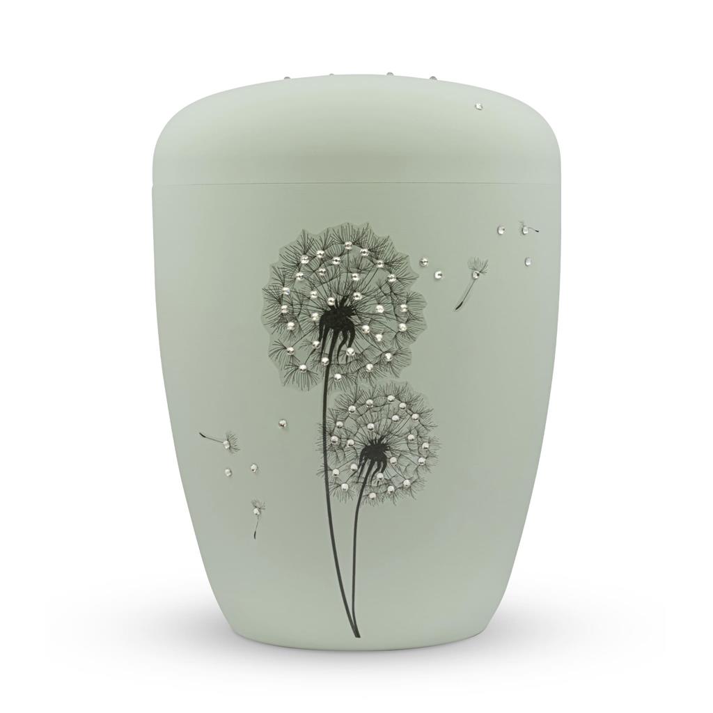 Naturstoffurne, mint-matt, 'Pusteblume + Strass'