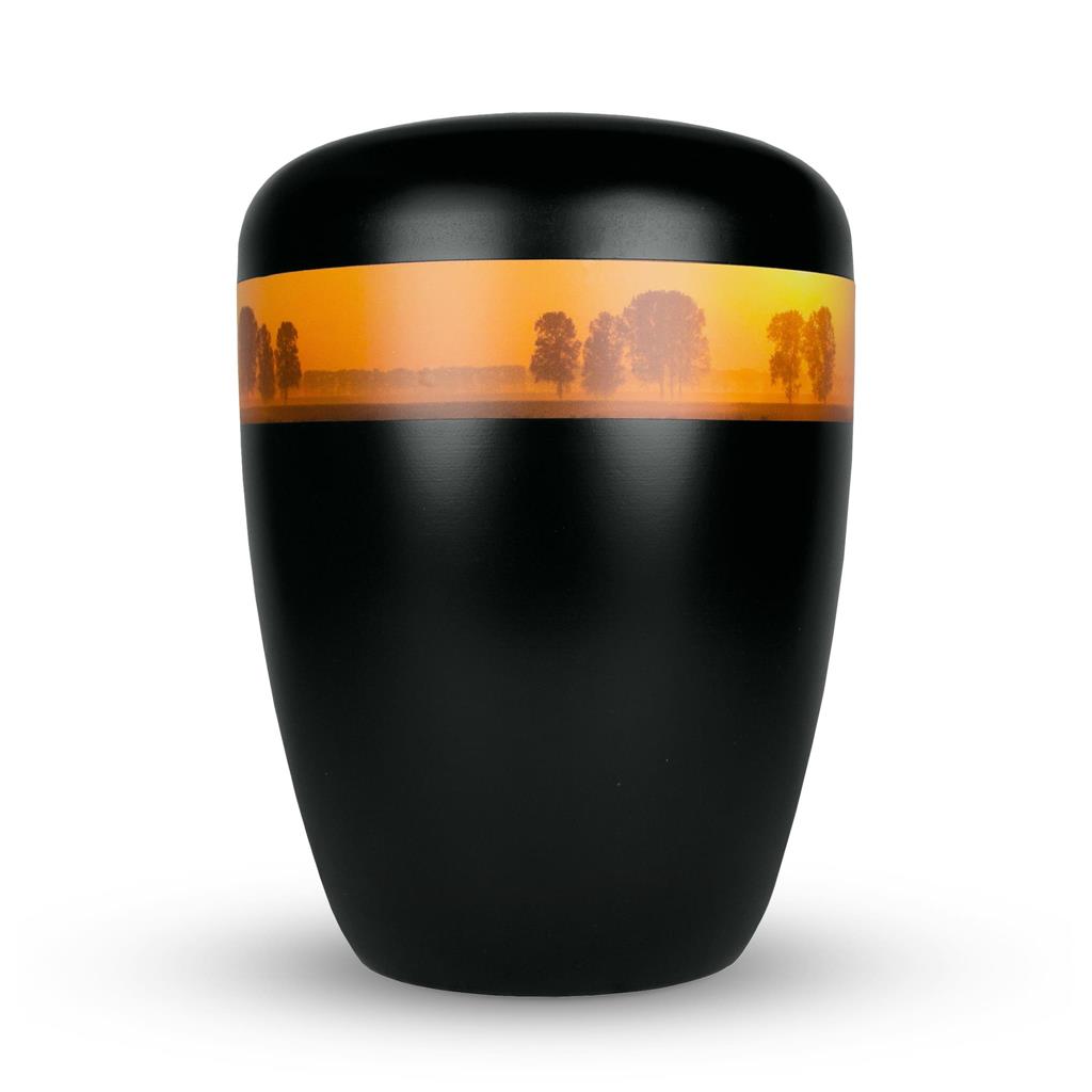 Naturstoffurne, schwarz, "Sonnenuntergang"