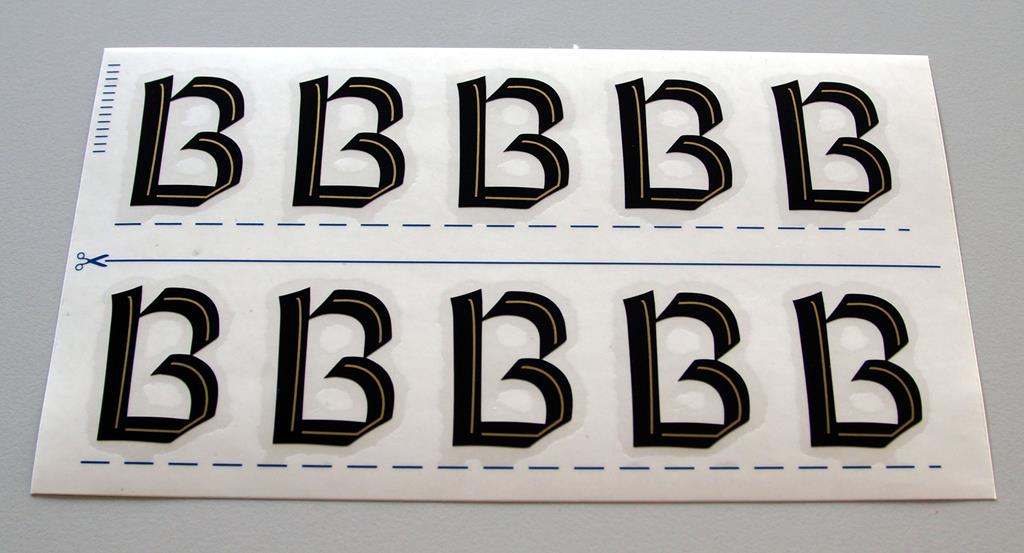 Grabkreuzbeschriftung - 36mm, Zeichen 'B', 10 Stück pro Blatt