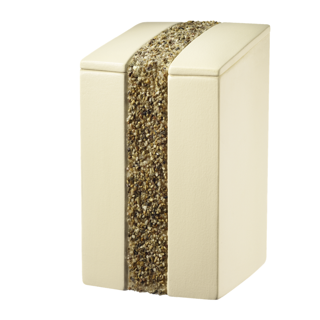 Keramikurne, MOMENTO, sandbeige Kiesel
