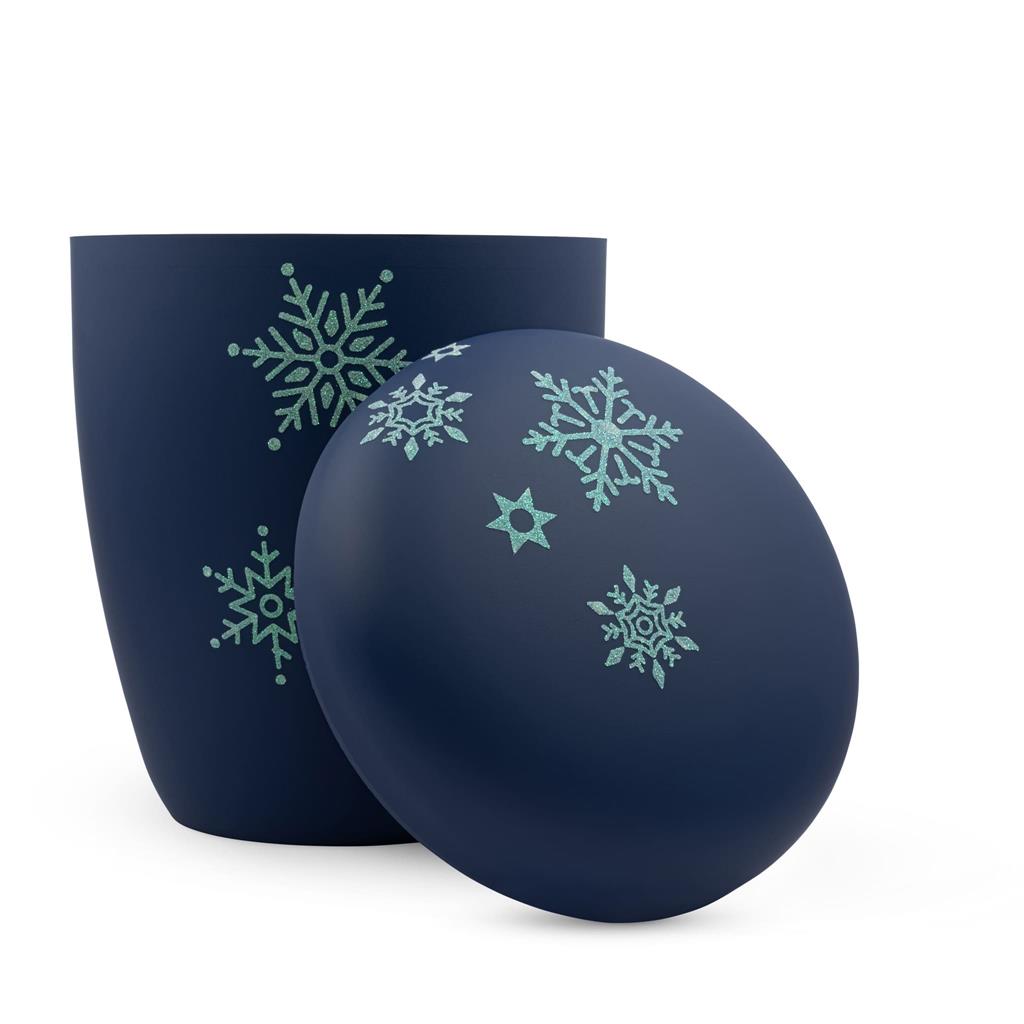 Naturstoffurne, atlantic-blue, Schneeflocken