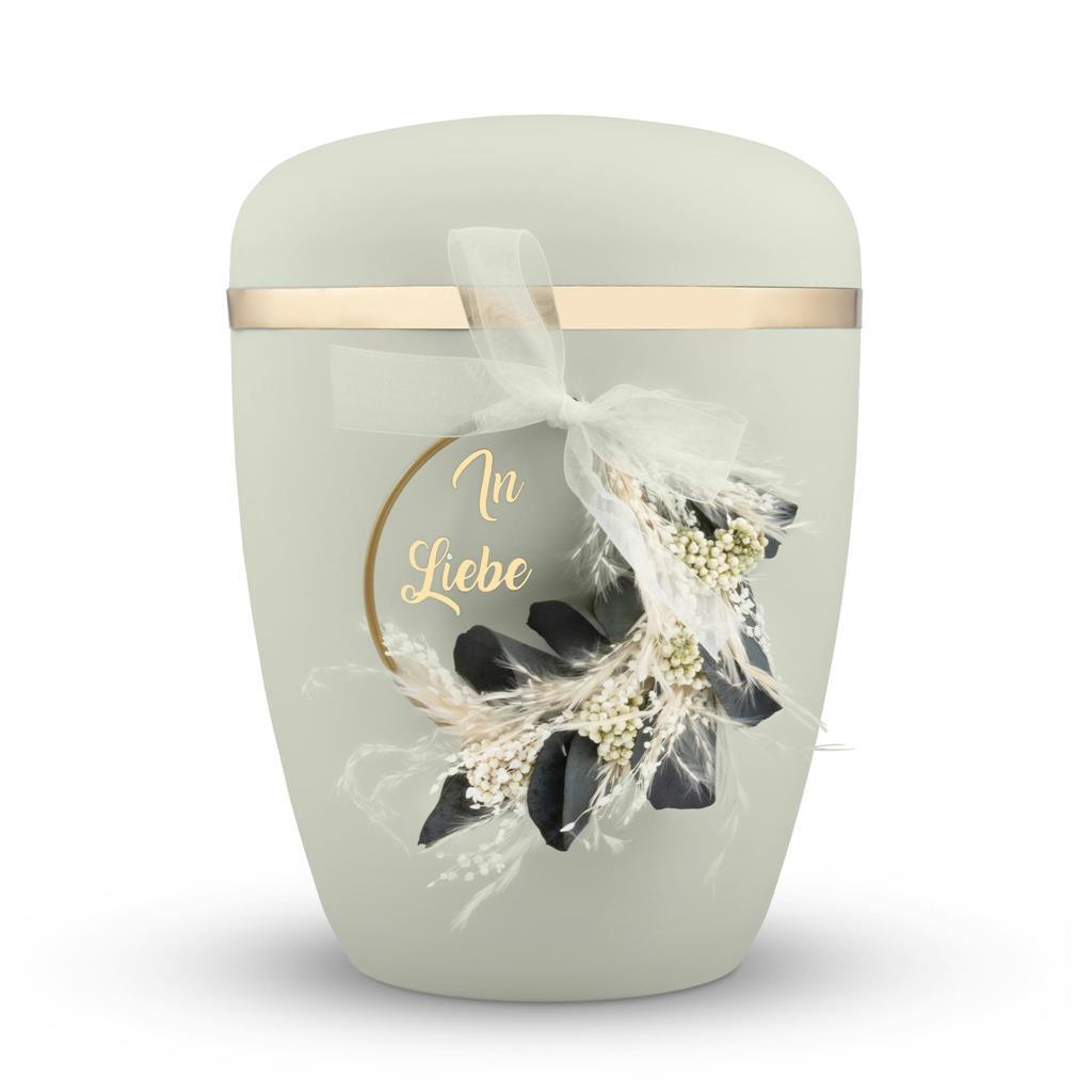 Naturstoffurne, mint-matt, "Ring Eukalyptus-Natur"