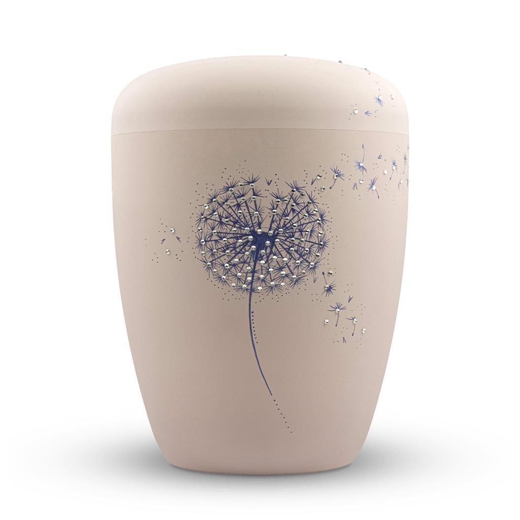 Naturstoffurne, matt-rosé, 'Pusteblume lila+Strass'