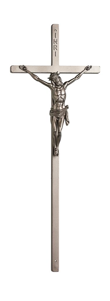 Metallsargkreuz mit Körper LxB = 437mm x 160mm, zinn-lackiert