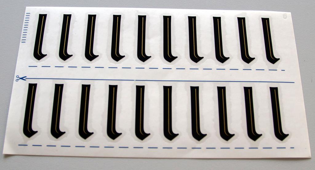 Grabkreuzbeschriftung - 36mm, Zeichen 'l', 20 Stück pro Blatt