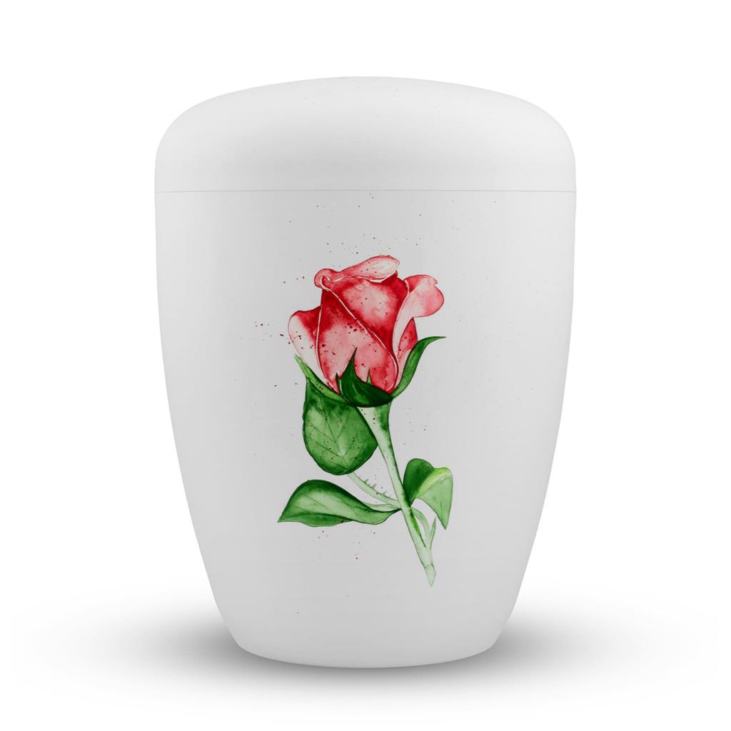Naturstoffurne, weiß-matt, "Rose"