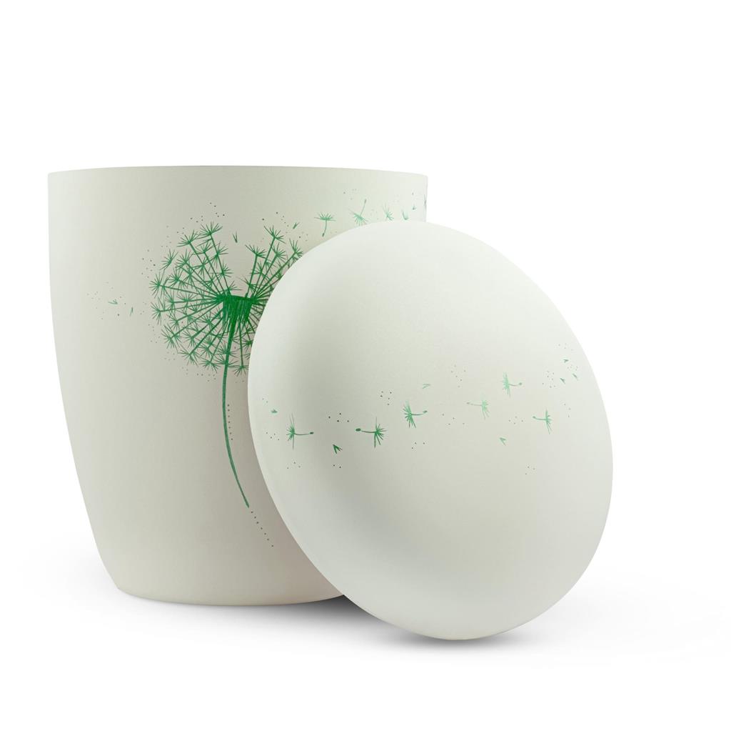 Naturstoffurne, matt-mint, 'Pusteblume grün'