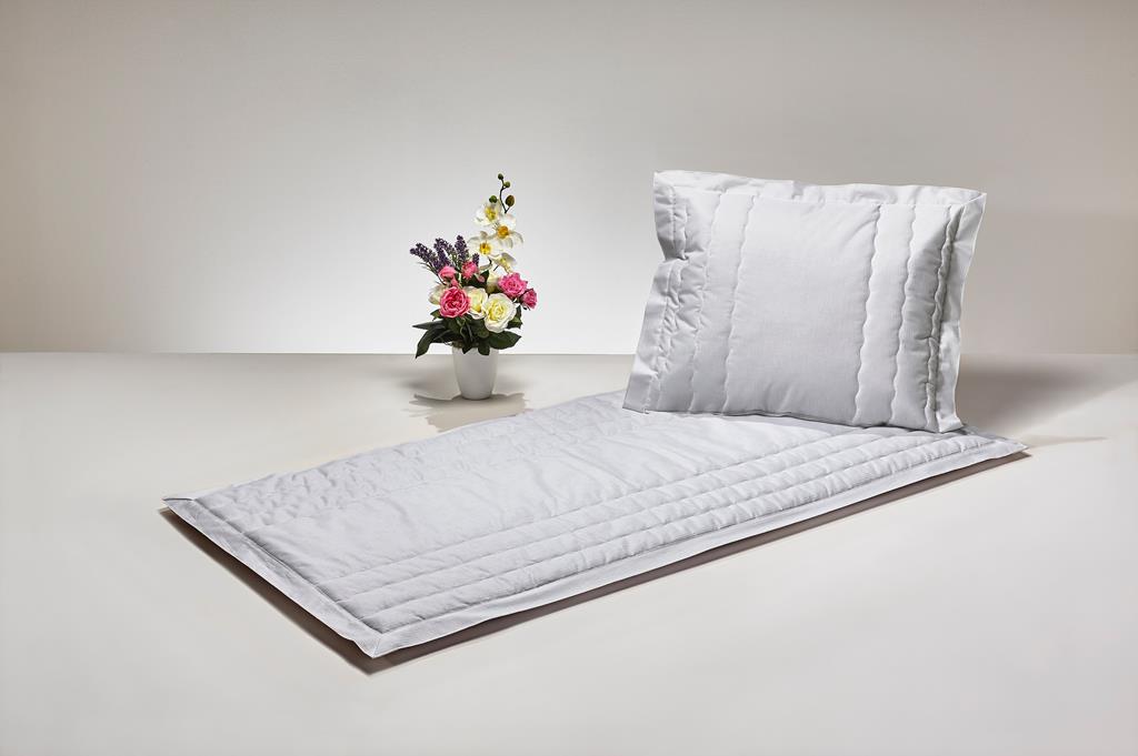 Deckengrt., BW-Linon weiß, Streifen, Stehsaum, 80 g/m²