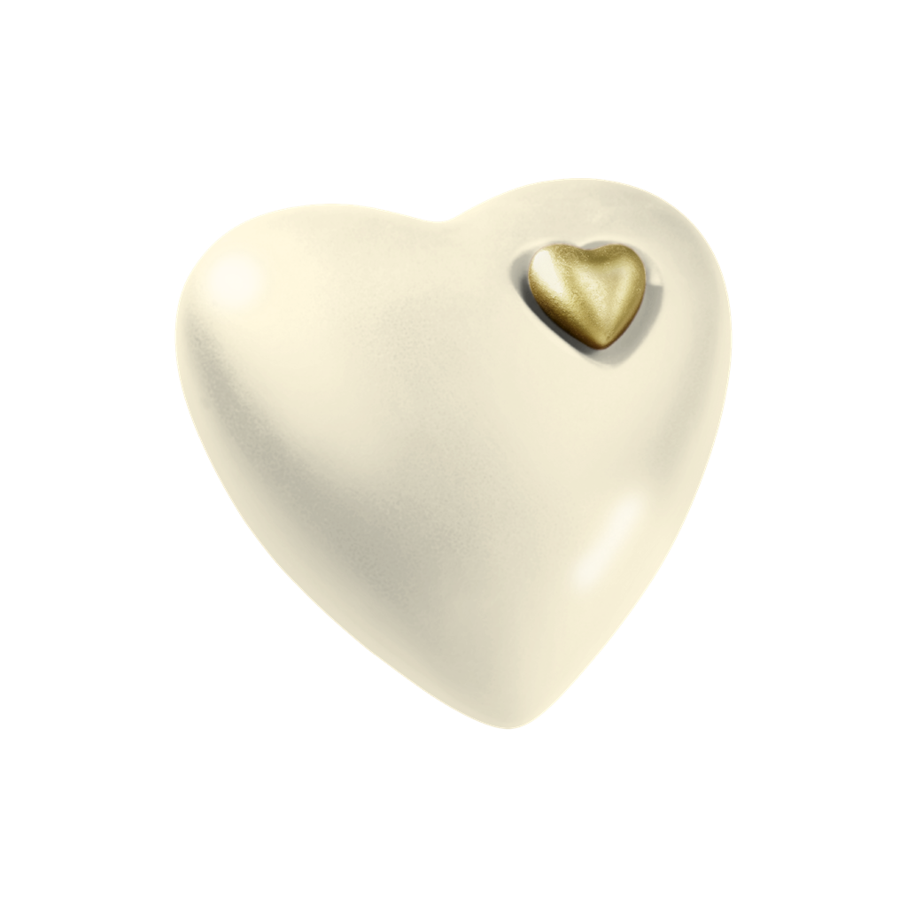 Keramikurne, HERZ, sandbeige gold