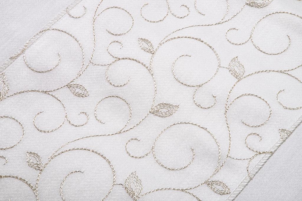 Deckengrt., Drell creme, Borte Blätter, Stehsaum, 350 g/m²