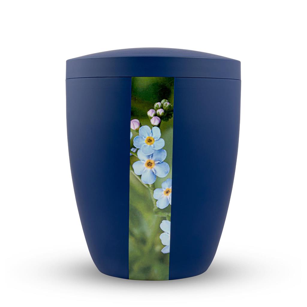 Naturstoffurne, atlantic-blue, "Vergissmeinnicht"