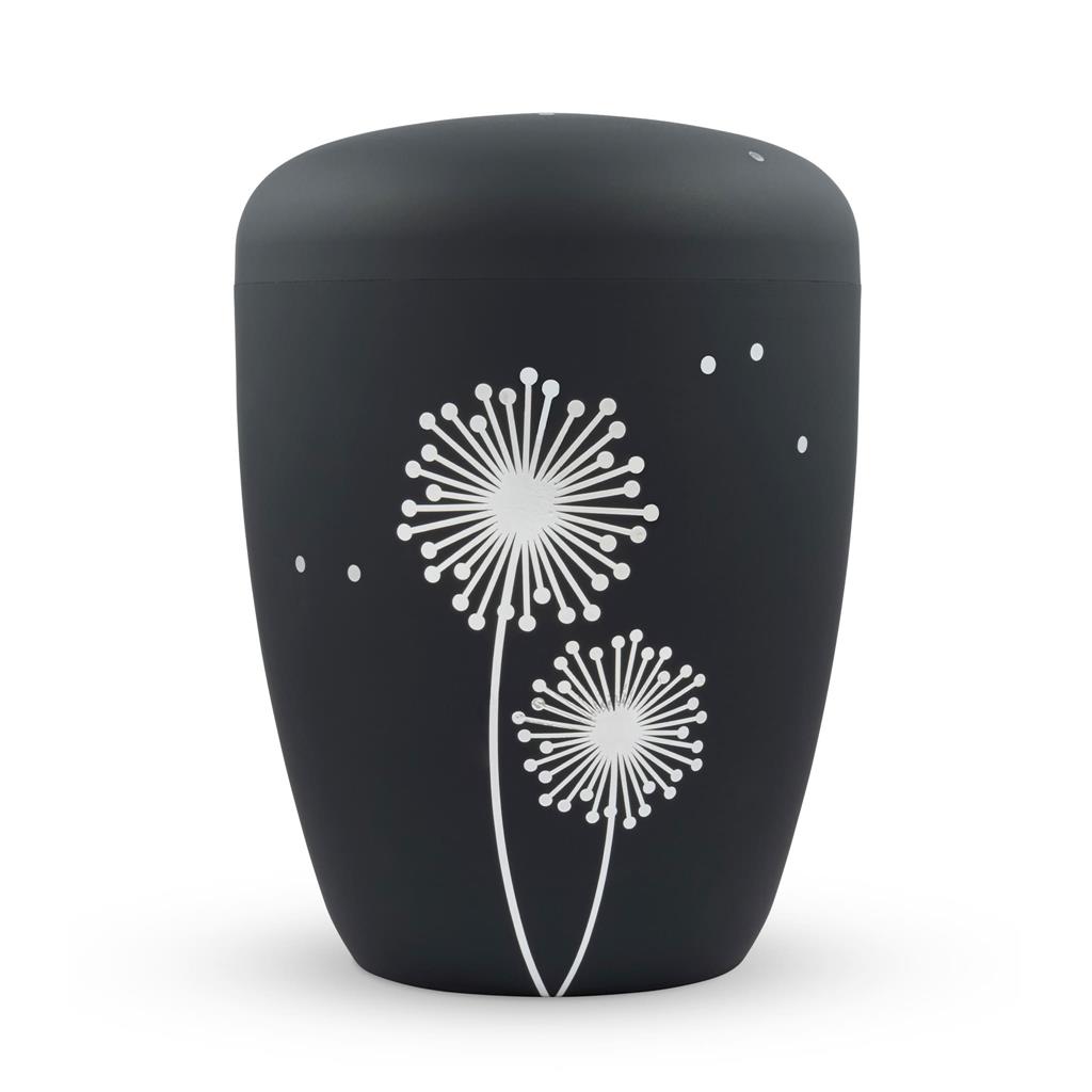 Naturstoffurne, stone-grey, moderne Pusteblume