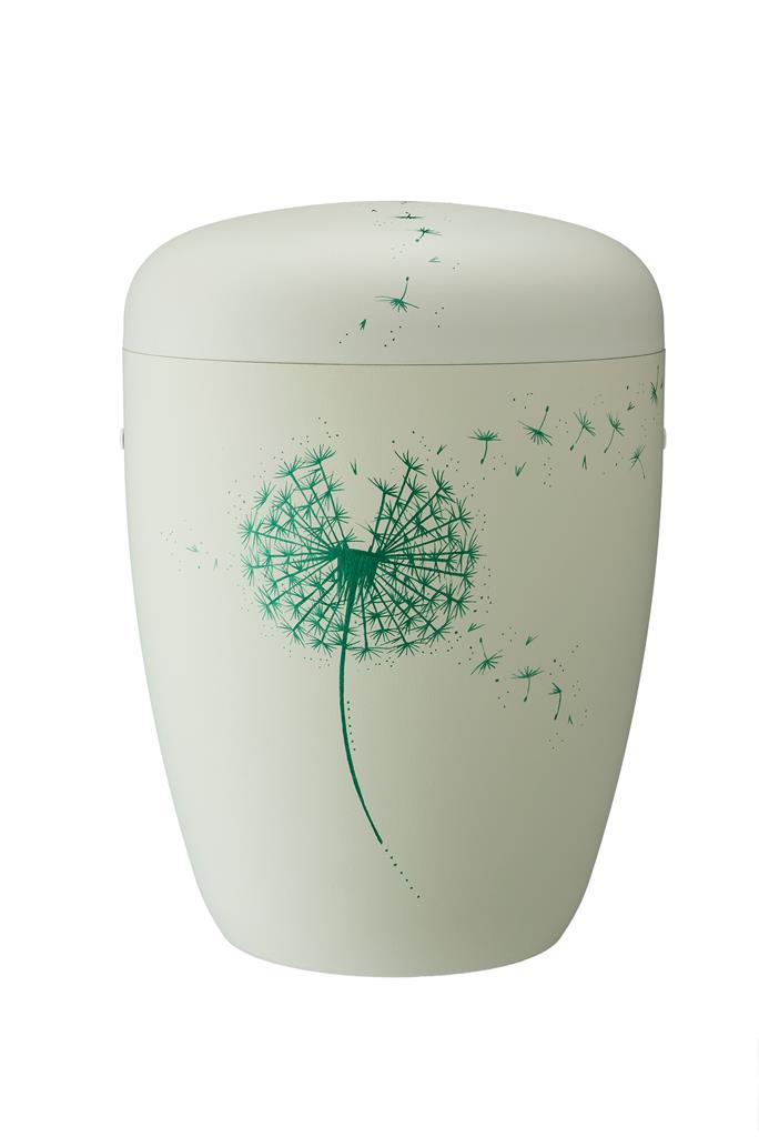 Naturstoffurne, matt-mint, 'Pusteblume grün'